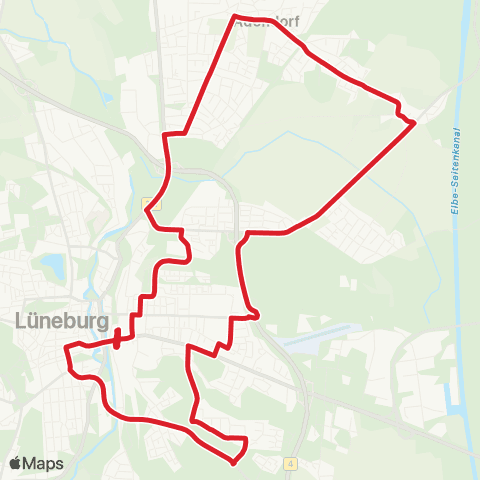 StadtBus/RegionalBus (Umland) Bf. Lüneburg > Adendorf > Bf. Lüneburg map