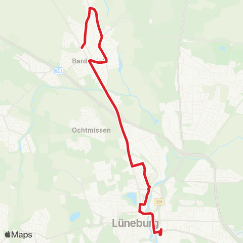 StadtBus/RegionalBus (Umland) Bf. Lüneburg > Bardowick map