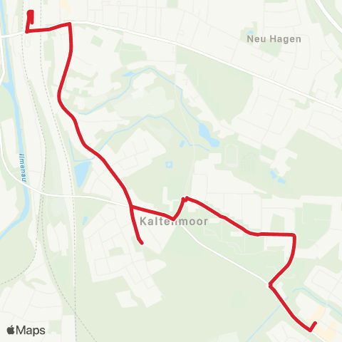 StadtBus/RegionalBus (Umland) Bülows Kamp > Waldfriedhof > Bf. Lüneburg map