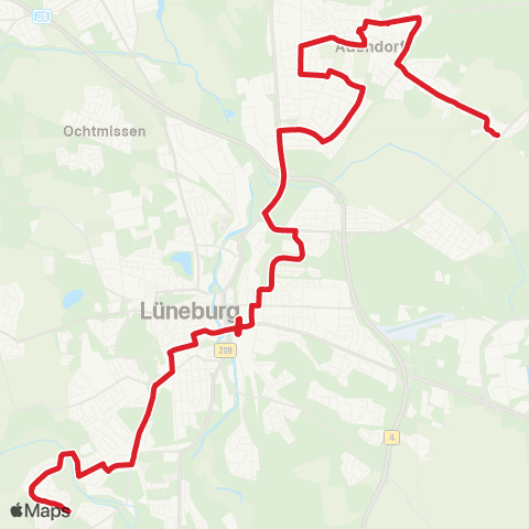 StadtBus/RegionalBus (Umland) Lüneburg, Rosenkamp > Bf. Lüneburg > Adendorf > Erbstorf map