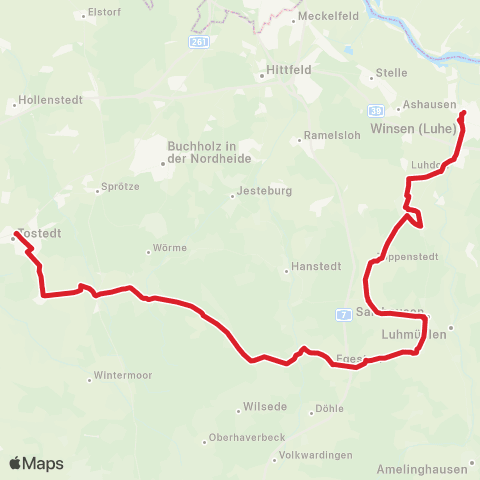 StadtBus/RegionalBus (Umland) Winsen - Wulfsen - Salzhausen - Egestorf - Undeloh - Handeloh - Tostedt map