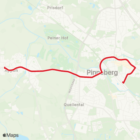 StadtBus/RegionalBus (Umland) Appen - Bf. Pinneberg map