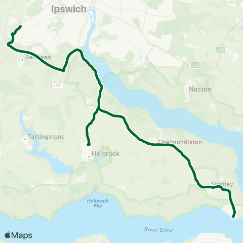 Ipswich Buses Bristol Arms - Suffolk One map