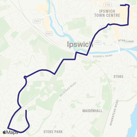 Ipswich Buses Tower Ramparts Bus Sta - Magdalene Close map