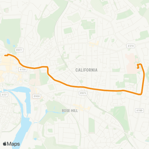 Ipswich Buses Tower Ramparts Bus Sta - Ipswich Hosp map