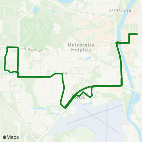 Iowa City Transit Highway 1 map