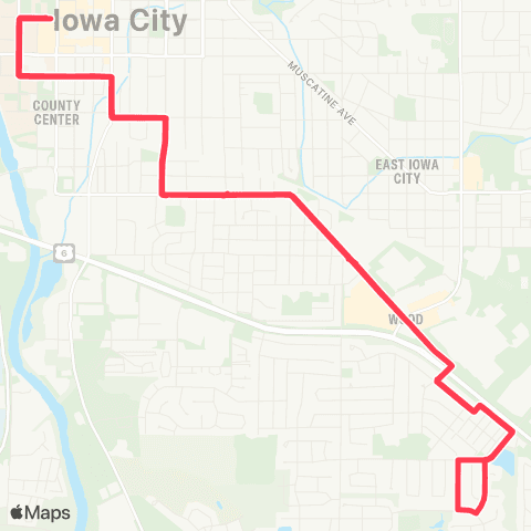 Iowa City Transit Lower Muscatine map