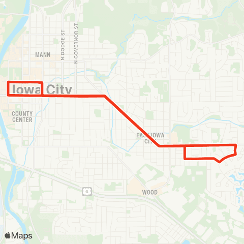 Iowa City Transit Towncrest map