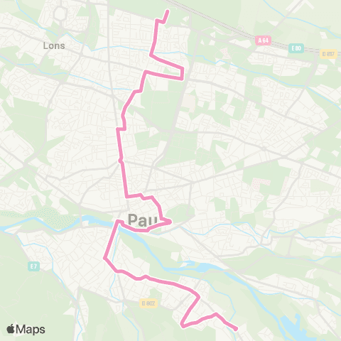 Idélis Mazeres-Lezons l'Arriou <> Pau Zénith map