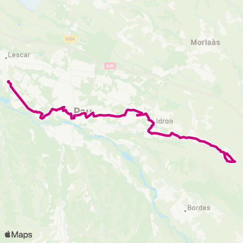 Idélis Artigueloutan Salle des Fêtes <> Lescar Soleil map
