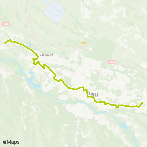 Idélis Idron Mairie <> Poey-de-Lescar ZA D817 map