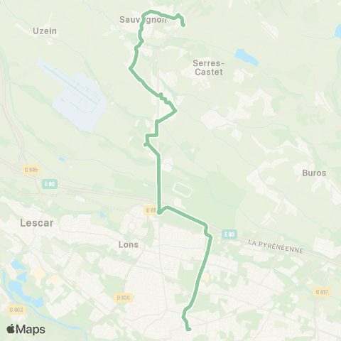 Idélis Sauvagnon Arzacq <> Pau Bosquet Quai F map