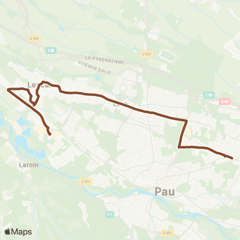 Idélis Lescar Quartier Libre <> Pau Pte des Pyrénées map