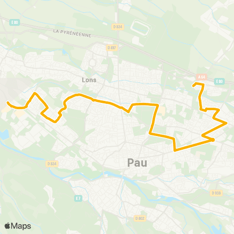 Idélis Lescar Soleil <> Pau Efs map