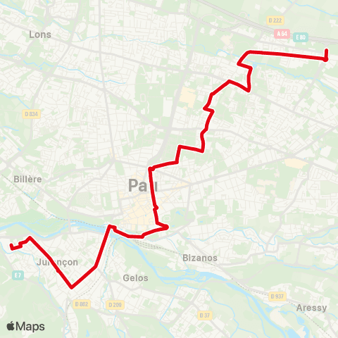 Idélis Jurançon LP A. Campa <> Pau Cité Multimédia map