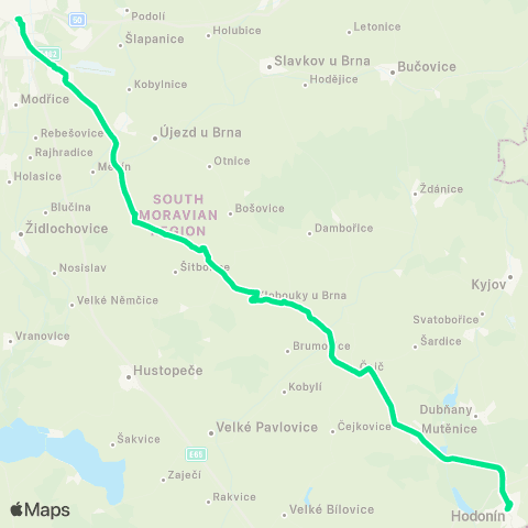 IDS JMK Brno - Telnice - Klobouky U Brna - Čejč - Mutěnice - Hodonín map