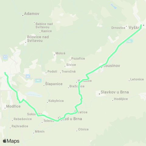 IDS JMK Náhradní Doprava Za Vlak Brno - Vyškov Na Moravě - Nezamyslice map