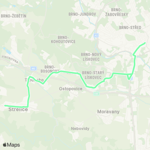 IDS JMK Náhradní Doprava Za Vlak Brno - Střelice map