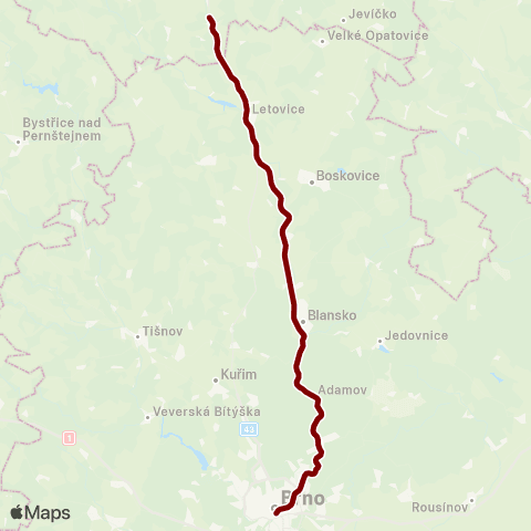 IDS JMK Brno - Blansko - Letovice - Březová Nad Svitavou map
