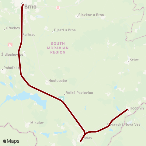 IDS JMK Brno - Břeclav - Hodonín - Moravský Písek - Staré Město U U. H. map