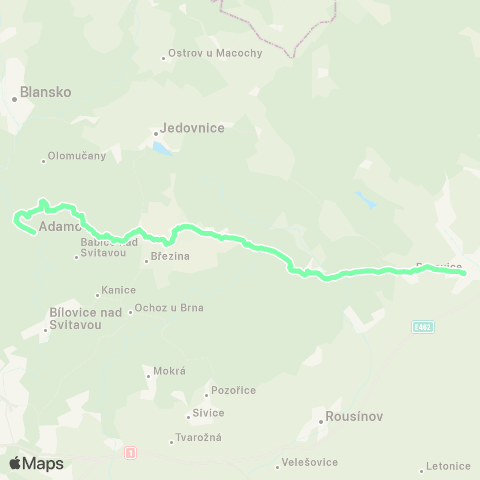 IDS JMK Vyškov - Račice - Bukovinka - Křtiny - HabrůVka - Adamov map