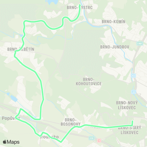 IDS JMK Brno, Zoologická Zahrada - PopůVky - Brno, Nemocnice Bohunice map