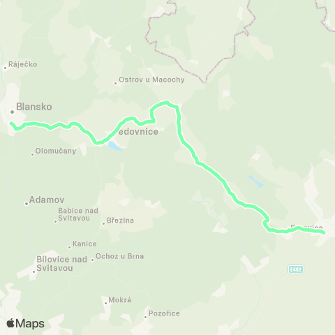 IDS JMK Blansko - Jedovnice - Senetářov - Ruprechtov - Vyškov map