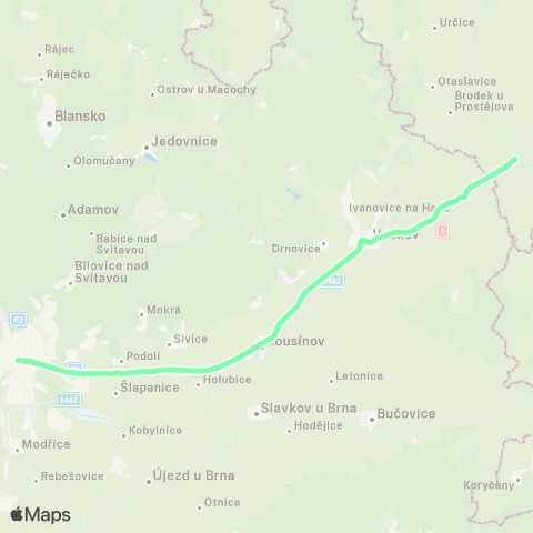 IDS JMK Náhradní Doprava Za Vlak Brno - Vyškov Na Moravě map