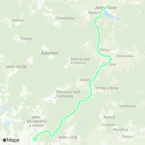 IDS JMK Brno - Ochoz U Brna - Křtiny - Jedovnice map