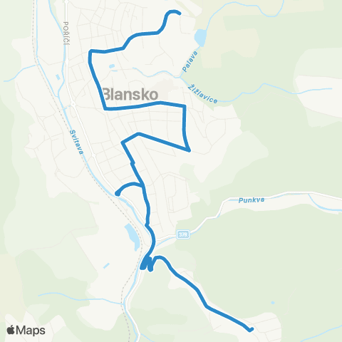 IDS JMK Blansko: Klepačov, Točna - Autobusové Stanoviště - Sever - Těchov map