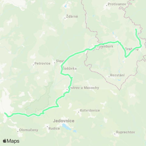 IDS JMK Blansko – Ostrov U Macochy – Vysočany – Drahany – Bousín map