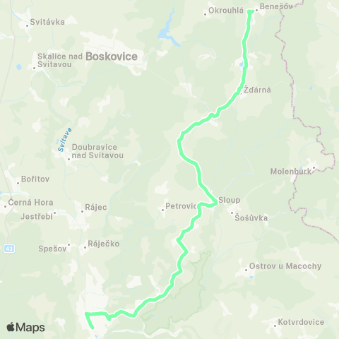 IDS JMK Blansko - Sloup - Ludíkov - Benešov map