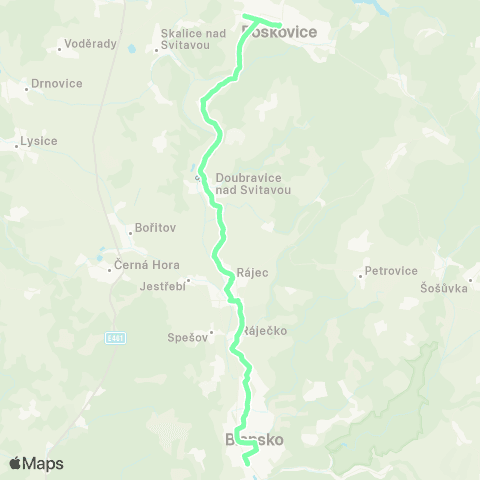 IDS JMK Boskovice - Rájec-Jestřebí - Blansko map