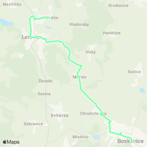 IDS JMK Boskovice - Chrudichromy - Letovice map