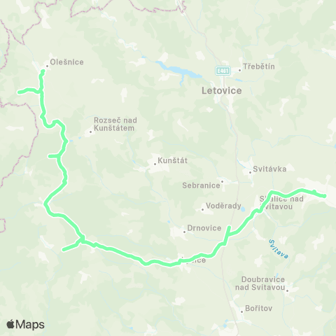 IDS JMK Boskovice - Skalice Nad Svitavou - Voděrady - Lysice ( - Kozárov) - Olešnice map