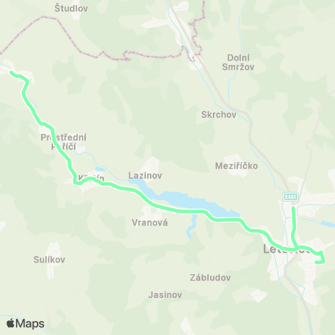 IDS JMK Letovice - Křetín - Lazinov - Bohuňov map