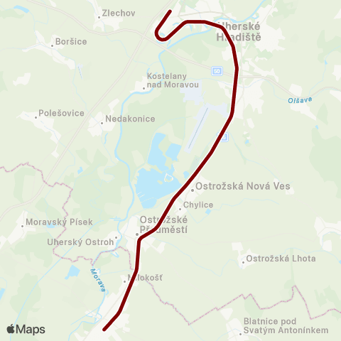 IDS JMK Veselí Nad Moravou - Uherské Hradiště - Staré Město U U. H. map