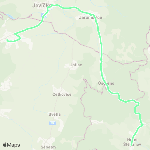 IDS JMK Velké Opatovice - Jevíčko - Jaroměřice - Úsobrno - Horní Štěpánov map