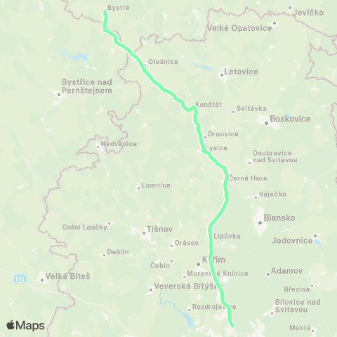 IDS JMK Brno - LipůVka - Černá Hora - Lysice - Kunštát - Olešnice - Bystré map