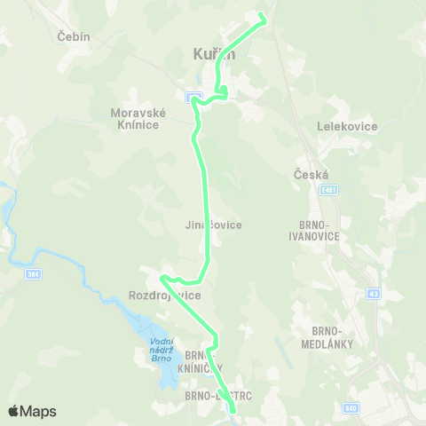IDS JMK Kuřim - Jinačovice - Rozdrojovice - Brno map