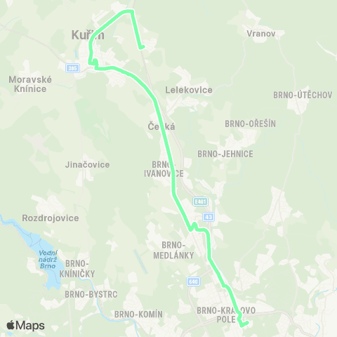 IDS JMK Brno - Česká - Kuřim map