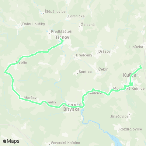 IDS JMK Tišnov - Veverská Bítýška - Kuřim map