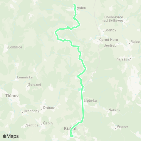IDS JMK Lysice - Býkovice - Brťov-Jeneč - LipůVka - Kuřim map