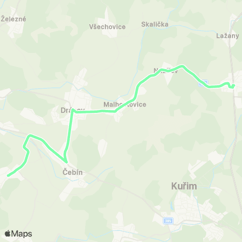 IDS JMK Sentice - Čebín - Drásov - Malhostovice - LipůVka map