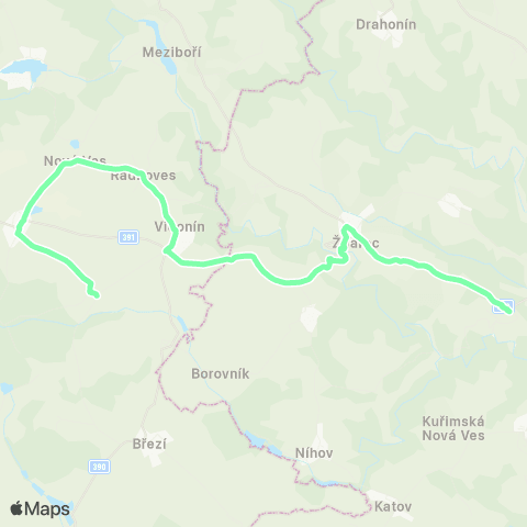 IDS JMK Řikonín - Borovník - Milešín map