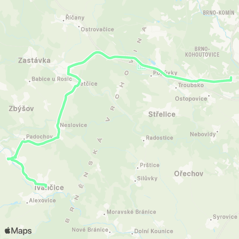IDS JMK Brno - Rosice - Oslavany - Ivančice map