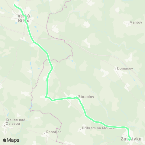 IDS JMK Zastávka - Příbram Na Moravě - Zbraslav - Velká Bíteš map