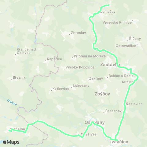IDS JMK JavůRek - Domašov - Rosice - Ivančice - Oslavany - Mohelno map