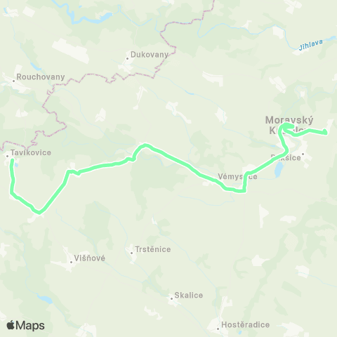 IDS JMK Moravský Krumlov - Vémyslice - Tulešice - Horní Kounice - Tavíkovice map