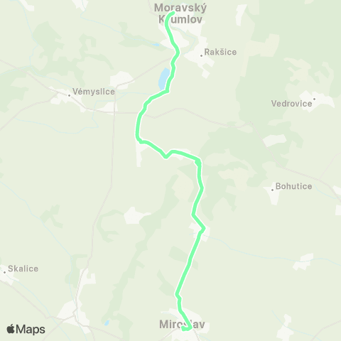 IDS JMK Moravský Krumlov - Petrovice - Miroslavské Knínice - Miroslav map